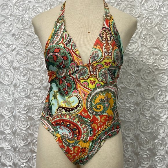 W Swim | Vibrant Paisley Print 2 Piece Swimsuit excellent used condition! - Picture 1 of 13
